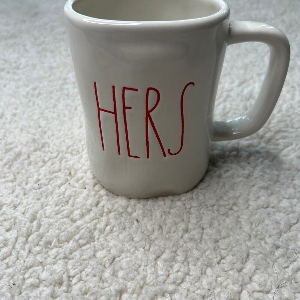 Rae Dunn Artisan Collection Mug "Hers" Red Writing - Picture 1 of 5